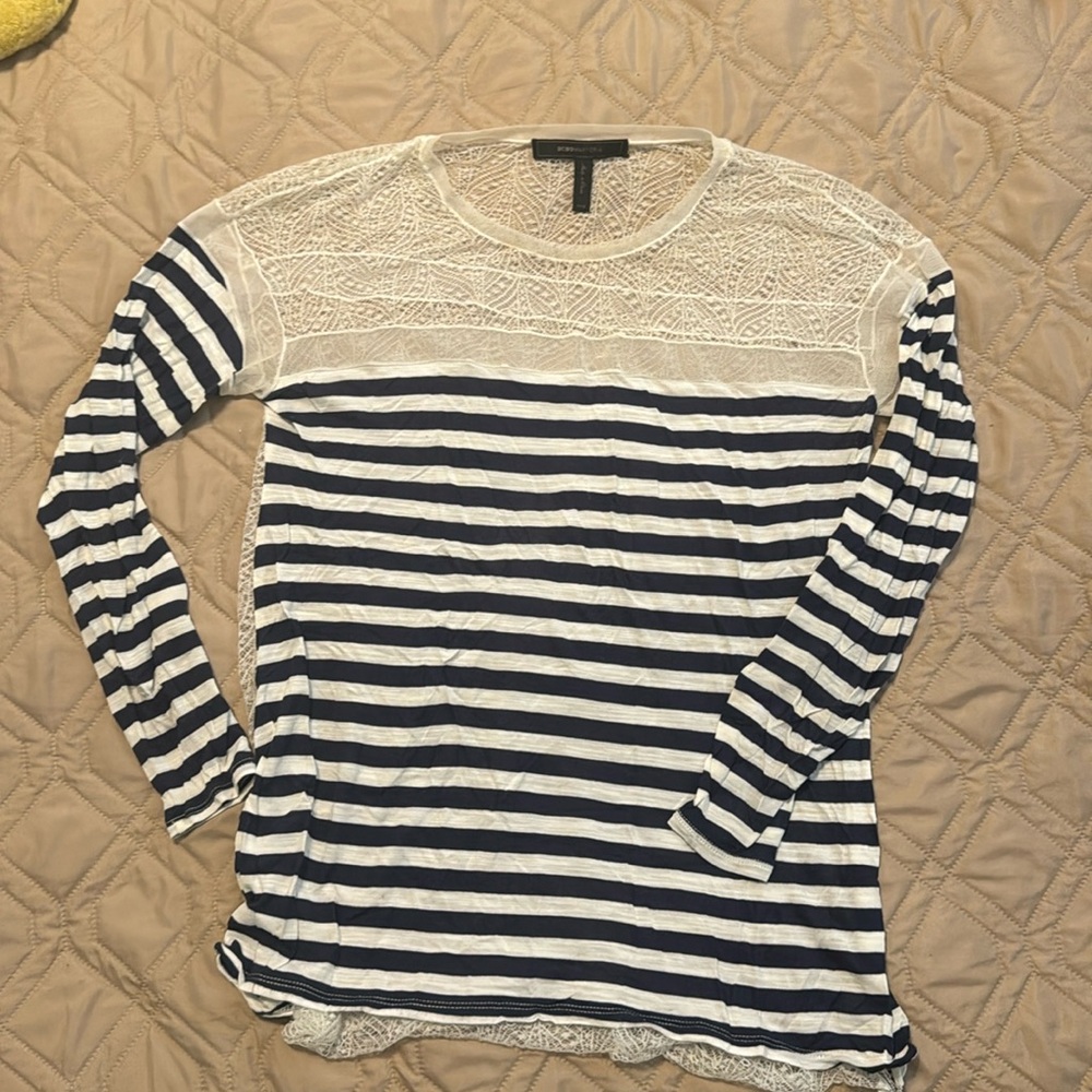 BCBG Soft Jersey and lace top. Size xxs.